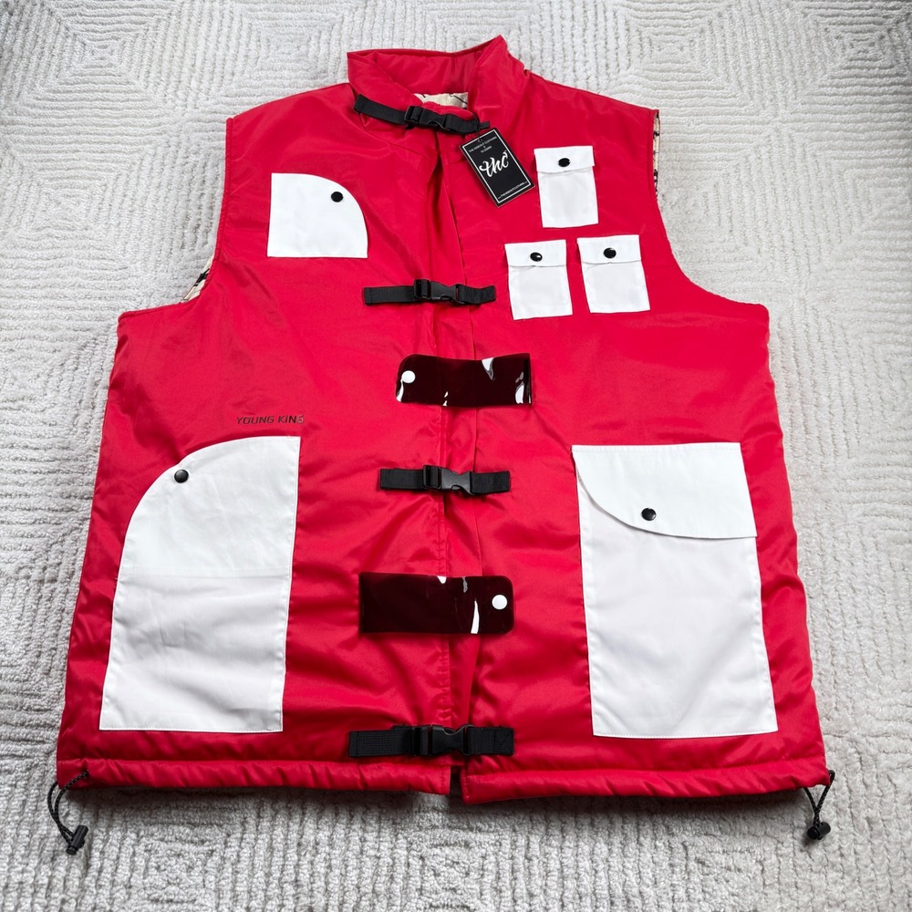 The Hideout Clothing x YK Osiris Tactical Vest Mens 2XL Red Street Hip Hop Rap